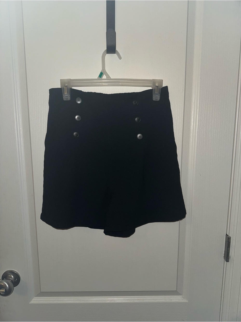 Black Women's High-Waist Button Front Shorts